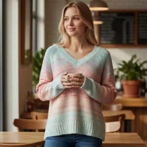 525 America X Revolve Ombré Back Button Cardigan Sweater Anthropologie Size M